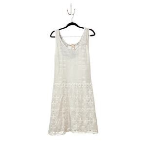Sundance Crotchet Dress Large White 100% Cotton